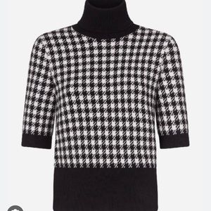 Dolce & Gabbana Short Sleeve Cashmere roll neck houndstooth sweater